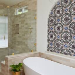 Handmade Moroccan Ceramic Wall Art Tile, Matt Blue, - 30cm/11.8 - thumbnail 4