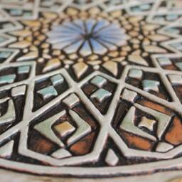 Handmade Moroccan Ceramic Wall Art Tile, Matt Blue, - 30cm/11.8 - thumbnail 2