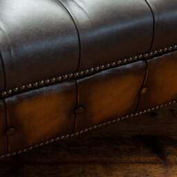 Handmade 3 Seater Vintage Grey With Antique Tan Leather Chesterfield Sofa - thumbnail 4