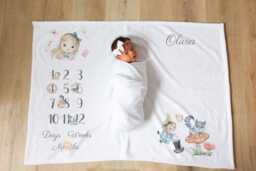 Alice in Wonderland Baby Milestone Blanket Flannel Nursery Decor - thumbnail 1