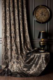 Luxury Curtain Panel - Black, Copper, Gold Drape For Living Room Custom Size Drapery - thumbnail 1