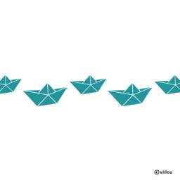 Paper Boats Wall Stickers Borders Decals Nursery Tattoos Origami Illustration Baby Room Decor Maritime Children Diy - thumbnail 1