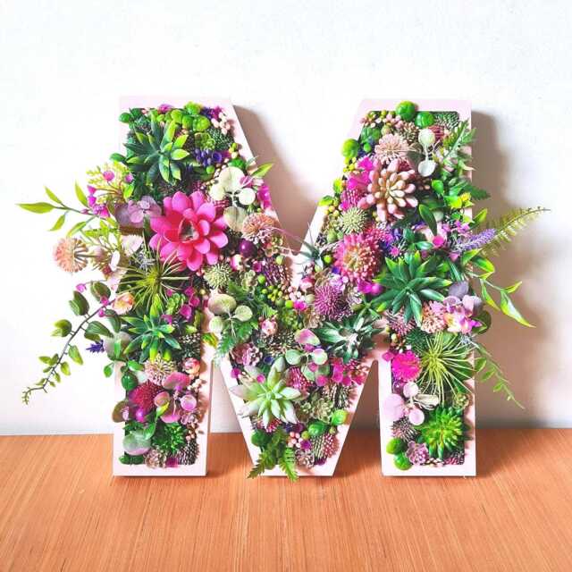 Faux Succulent Wall Letter Plant Decor Sign - Up To 12 - image 1