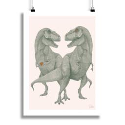 Cartoon Illustration Duo Of Dinosaurs - 30x40cm Digital Print Poster Print On Thick Textured Paper Pablo Is A Girl - thumbnail 2