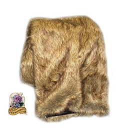 Plush Faux Fur Throw Blanket, Light Brown Wolf Coyote, Minky Lining - thumbnail 2
