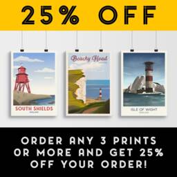 Beachy Head Lighthouse Travel Poster - English Wall Art East Sussex A3, A2, A1 - thumbnail 2
