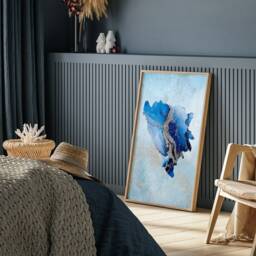 Bosnia & Herzegovina Map Shades Of Blue & Silver Wall Art Print - thumbnail 2