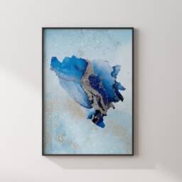 Bosnia & Herzegovina Map Shades Of Blue & Silver Wall Art Print - thumbnail 3