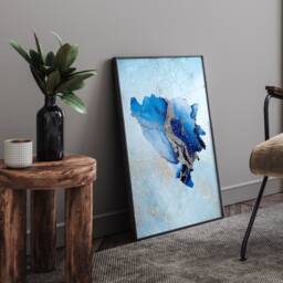 Bosnia & Herzegovina Map Shades Of Blue & Silver Wall Art Print - thumbnail 1