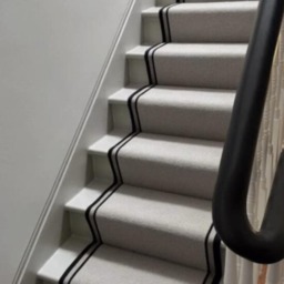 Stitched Taped Edge Stair Runner Grey Designer Berber - thumbnail 2