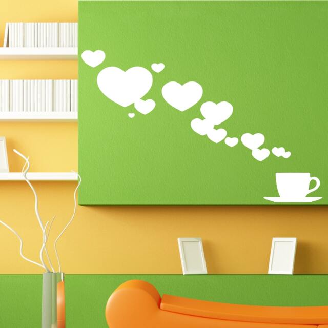 Coffee Hearts Shop Heart Design Wall Sticker Vinyl Mural Decal Home House Apartment Art Decor Free Shipping L104 - image 1