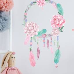 Wall Decor Dream Catcher Pink, Kids Room Wall Art, Stickers For Kids, Modern Wallpaper, Nursery Sticker - thumbnail 3