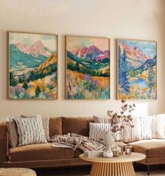 Set Of 3 Colorado Posters, Travel Prints, Rocky Mountain Wall Art Set, Scenery Landscape Gift - thumbnail 1
