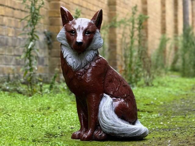 Large Unique Fox Statue Garden Realistic Sculpture Outdoor Wildlife Figurine Rustic Cement Unique Animal Lover Gift Backyard Decor - image 1