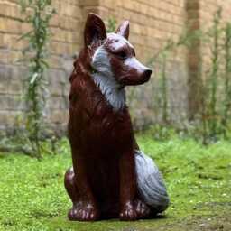 Large Unique Fox Statue Garden Realistic Sculpture Outdoor Wildlife Figurine Rustic Cement Unique Animal Lover Gift Backyard Decor - thumbnail 2