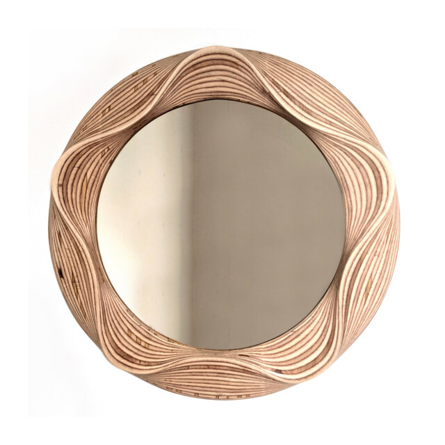 24 Inch Round Wooden Mirror Made From Solid Birch, 60cm Diameter Ideal For Living Room, Bedroom, Dining Room Or Lounge - image 1