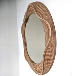 24 Inch Round Wooden Mirror Made From Solid Birch, 60cm Diameter Ideal For Living Room, Bedroom, Dining Room Or Lounge - thumbnail 3