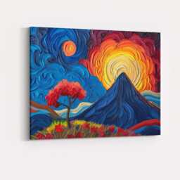 Vibrant Textured Mountain Sunrise Landscape Impressionist Painting Canvas Wall Art Print Decor Picture Ready To Hang - thumbnail 4