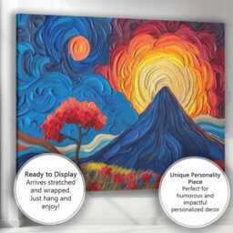 Vibrant Textured Mountain Sunrise Landscape Impressionist Painting Canvas Wall Art Print Decor Picture Ready To Hang - thumbnail 3