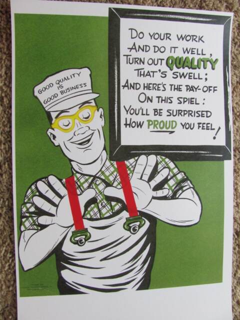 "Poster Good Quality Business - Retro Vintage Safety Inspirational Work Place Circa 1950S 11"" X 14"