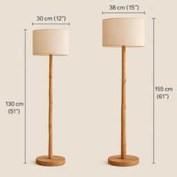 Handmade Natural Oak Floor Lamp, Japandi Rustic Style, Wooden Standing Light For Home Office, Nordic Interior Decor, Cozy Gift Idea - thumbnail 3