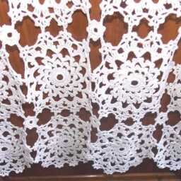 Hand-Crocheted Curtain, French Craftsmanship, Created By Sylvette Raisonnier, Falbala Pattern - thumbnail 3