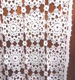 Hand-Crocheted Curtain, French Craftsmanship, Created By Sylvette Raisonnier, Falbala Pattern - thumbnail 1