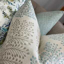 Jessie Duck Egg Leaf Fern Cushion Cover - Double Sided Designer Fabric By Bill Beaumont All Sizes - thumbnail 2
