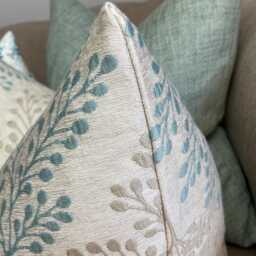Jessie Duck Egg Leaf Fern Cushion Cover - Double Sided Designer Fabric By Bill Beaumont All Sizes - thumbnail 3