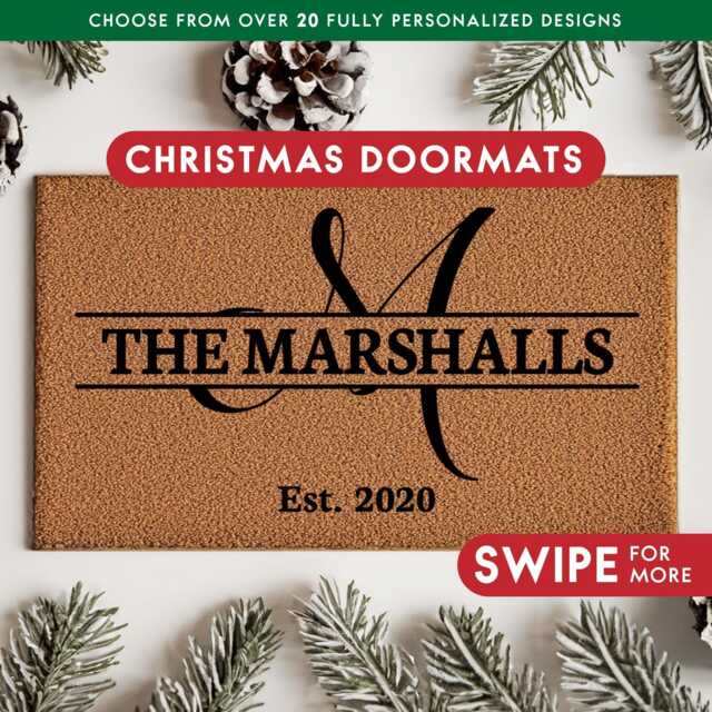 Monogram Personalized Custom Welcome Rug, Door Mat With Family Name, Housewarming Gift, Fancy Monogram, Christmas Gift For Family, Initial - image 1
