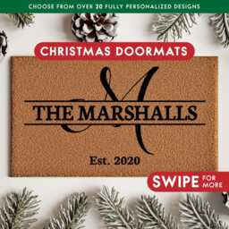 Monogram Personalized Custom Welcome Rug, Door Mat With Family Name, Housewarming Gift, Fancy Monogram, Christmas Gift For Family, Initial - thumbnail 1