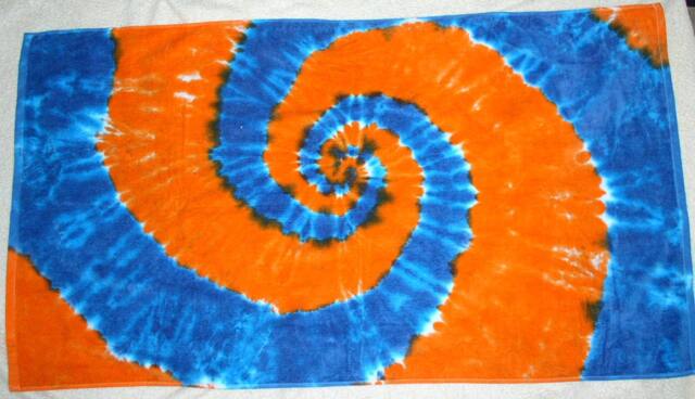 Tie Dyed Beach Towel, Orange & Blue Swirl, Bt19, 20
