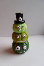 Voodoo Brothers Halloween Pumpkin Sculpture Stacked Clay Figurine - thumbnail 1