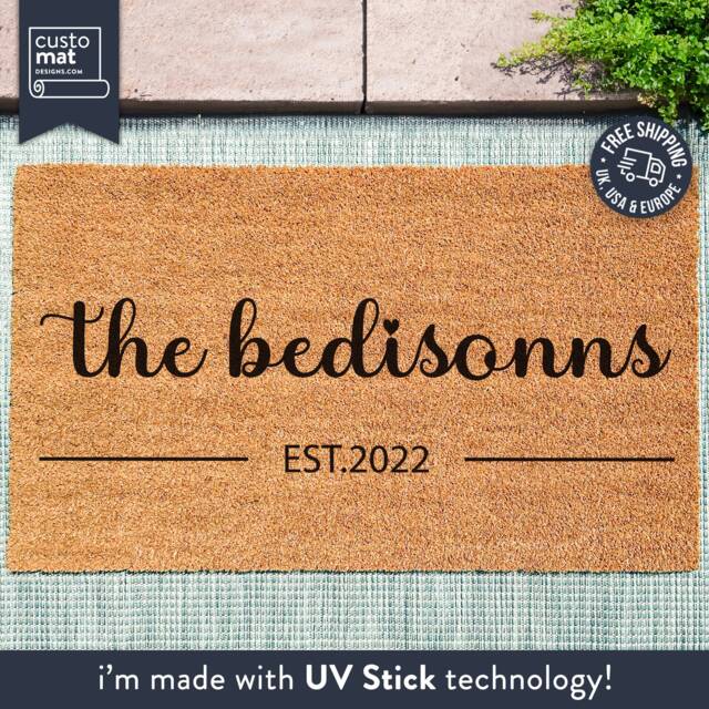 Family Name Door Mat - Unique Gift Customised Doormat For Anyone Budget Fast Shipping Personalised Wedding - image 1