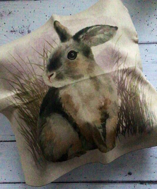 Rabbit Bunny Country Cottage Interior Linen Look Cushion - image 1