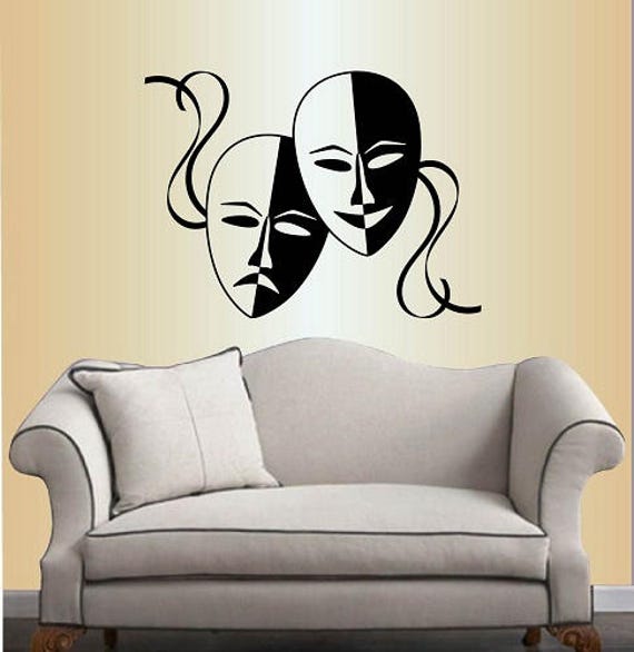 In-Style Decals Wall Vinyl Decal Home Decor Art Sticker Masks Theater Drama Comedy & Tragedy Removable Mural Design 942 - image 1