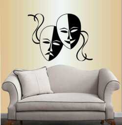 In-Style Decals Wall Vinyl Decal Home Decor Art Sticker Masks Theater Drama Comedy & Tragedy Removable Mural Design 942 - thumbnail 1