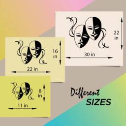 In-Style Decals Wall Vinyl Decal Home Decor Art Sticker Masks Theater Drama Comedy & Tragedy Removable Mural Design 942 - thumbnail 2
