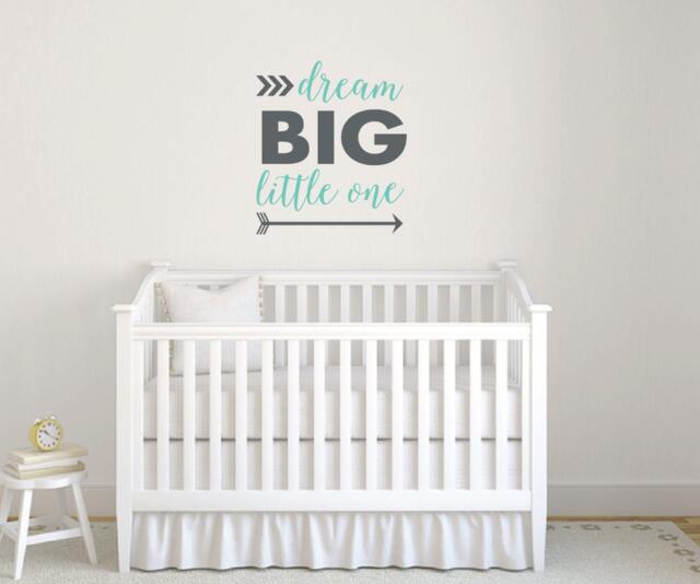 Dream Big Little One Wall Decal Sticker, Custom Motivational Baby Boy Nursery Arrow Vinyl, Inspirational Above Crib Decor, Kid Room - image 1
