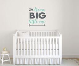 Dream Big Little One Wall Decal Sticker, Custom Motivational Baby Boy Nursery Arrow Vinyl, Inspirational Above Crib Decor, Kid Room - thumbnail 1