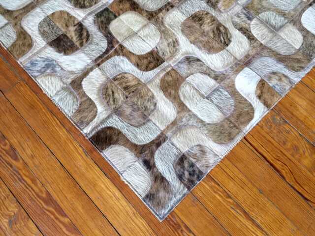 Brindle Cowhide Patchwork Rug Ipanema Caramel Brown Tones - image 1