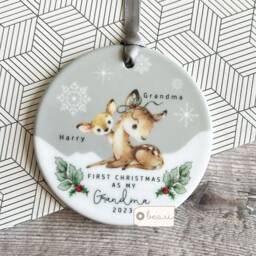 Personalised 1st First Christmas As Grandparent Auntie Uncle Grandma Nanny Baby Animal Koala Panda Bear Acrylic Or Ceramic Ornament Keepsake - thumbnail 1