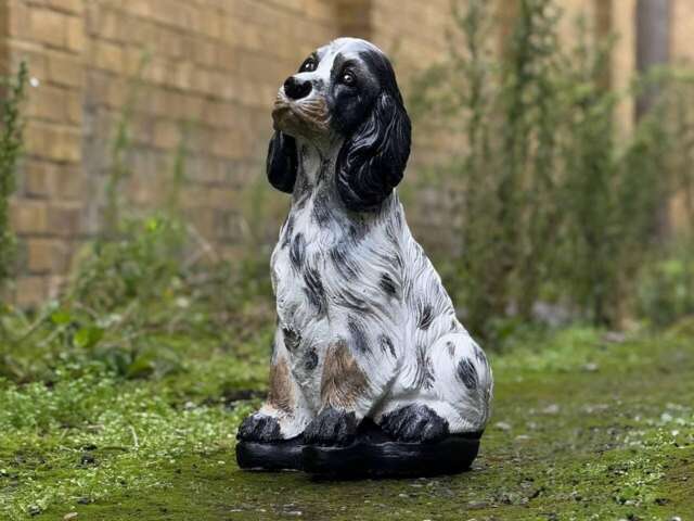 Garden Spaniel Statue Concrete Dog Figurine Stone Pet Decoration Outdoor Garden Sculpture Cement Memorial Cocker Ornament Gift - image 1