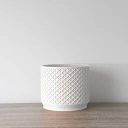 "Carolina Planter With Drainage & Saucer in White, Lattice 3D-Printed Plant Pot, Small To Large Sizes 4"" 5"" 6"" 7"" 8" - thumbnail 3