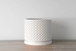 "Carolina Planter With Drainage & Saucer in White, Lattice 3D-Printed Plant Pot, Small To Large Sizes 4"" 5"" 6"" 7"" 8" - thumbnail 1