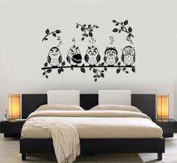 Wall Decal Tree Branch Owl Birds Vinyl Sticker Mural Art 1448Dz - thumbnail 1