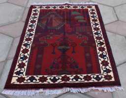 Handmade Afghan Wool Prayer Rug Boho Wall Hanging - 4.1x2.7 Ft - thumbnail 1