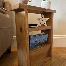 Rustic Wooden Slimline Sofa Side Table End Table With Storage - thumbnail 2