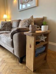 Rustic Wooden Slimline Sofa Side Table End Table With Storage