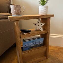 Rustic Wooden Slimline Sofa Side Table End Table With Storage - thumbnail 3